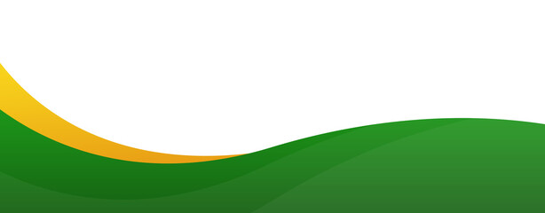 Green and Yellow Wavy Banner. Curved header and footer.
