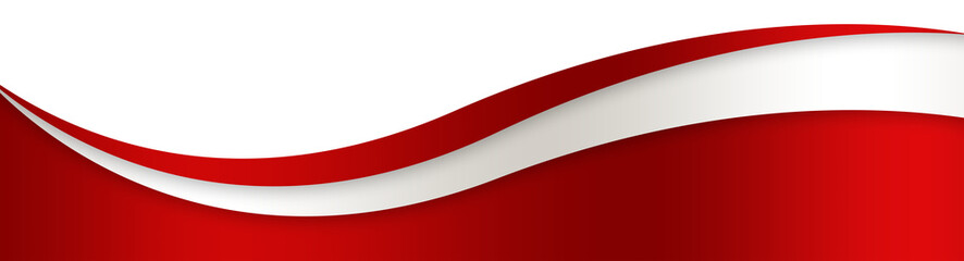 Red and White Wavy Banner. Curved header and footer.
