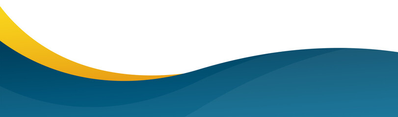 Blue and Yellow Wavy Banner. Curved header and footer.

