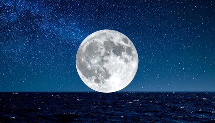 Full moon over a starlit sea