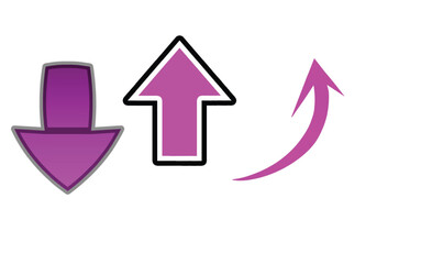 Pink Arrow Icons Set – Flat, 3D, Black, and White Variations