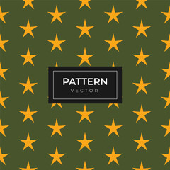 Vibrant yellow stars on a deep olive green background, forming a seamless vector pattern ideal for festive designs, military-inspired themes, or general decorative digital and print applications