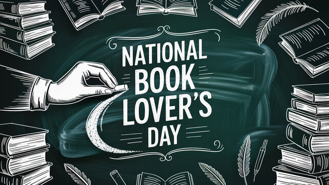 Celebrating national book lover's day with chalk art - Powered by Adobe