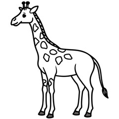 Giraffe Standing Outline Vector