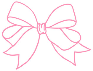 Outline pink ribbon bow