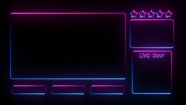 Intermission Stream Overlay Animated, Neon Sign looping facecam and chat for live streaming animation.