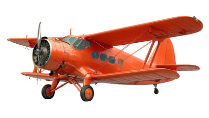 Vintage orange biplane in a static pose