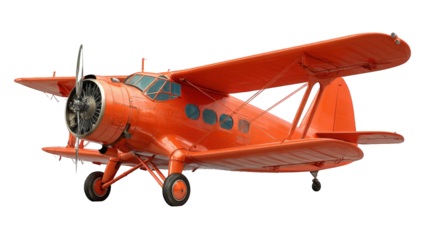 Vintage orange biplane in a static pose