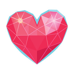 Geometric Heart Illustration: A visually striking, polygonal representation of a heart, its facets catching the light and showcasing the essence of love and affection.