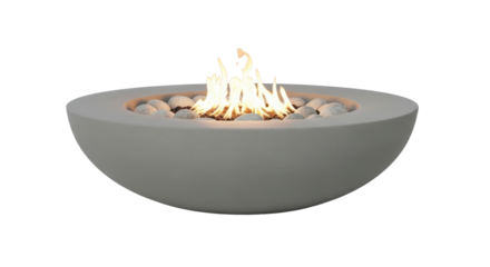 Isolated Fire Bowl Modern Minimalist Design with Flames and Rocks for Outdoor Living