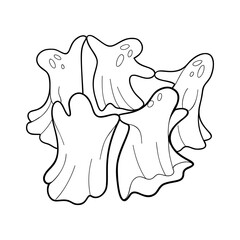 Halloween dancing ghosts on dark background