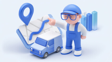 Delivery tracking app with van and map