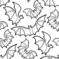 Vector seamless pattern of lying bats