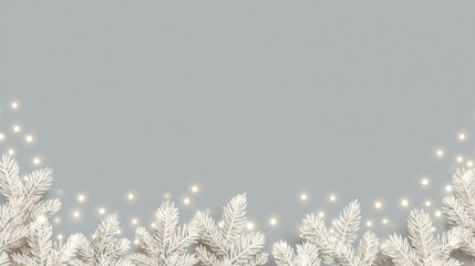 Minimal frosted pine with warm fairy lights