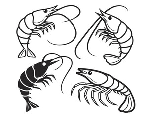 This vector illustration features a set of fish designs, suitable for a tattoo or logo with a tribal symbol art style
