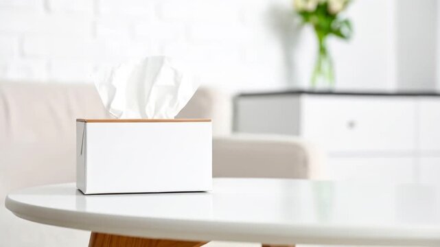 Tissue box on a white table in a bright room