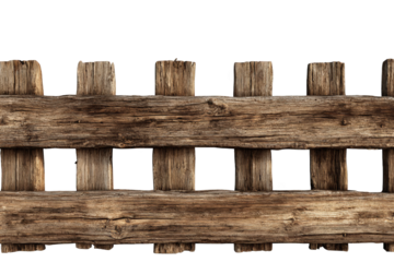Rustic wooden fence against black background