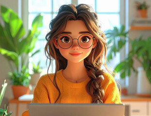 パソコンに向かう女性