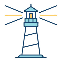 Coastal Beacon of Hope: An illustrative portrayal of a classic lighthouse, radiating beams of light against the vast expanse of the sea, symbolizing guidance and safe passage.