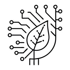 Eco-Tech Synergy: A symbolic illustration fusing a leaf and circuit board, showcasing the seamless integration of nature and technology for sustainable innovation.