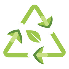 Recycle Symbol with Leaf: A visually engaging, modern interpretation of the iconic recycle symbol.