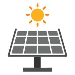 Solar Panel Illustration: A detailed graphic portrays a solar panel harnessing the power of the sun, symbolizing sustainability, eco-friendly energy, and renewable resources. 
