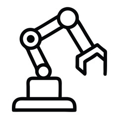 Robotic Arm: A simple, sleek illustration of a robotic arm, designed for precision and efficiency. The arm is depicted in a straightforward, modern style.