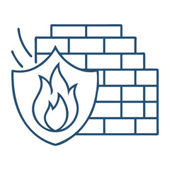 Firewall Symbol: Depicting robust security, a symbolic firewall comprised of a shield and bricks symbolizes data protection and digital defense, safeguarding the digital landscape.