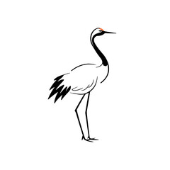 Fototapeta premium Crane. Crane simple black and white line art vector logo