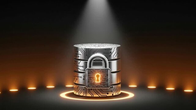Futuristic Cybersecurity Lock Concept Showcasing Digital Protection Against Data Threats With Illuminated Background