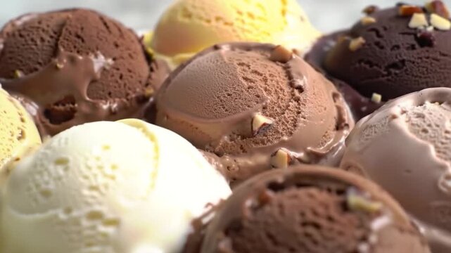 Delectable Assortment A Closer Look at Tempting Ice Cream Scoops in Various Flavors