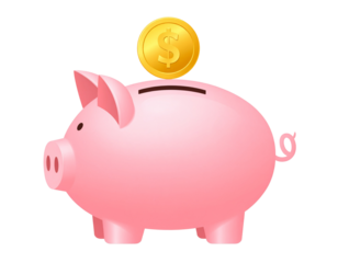  Minimal Flat Vector Piggy Bank Icon with Coin, Modern Design, Isolated