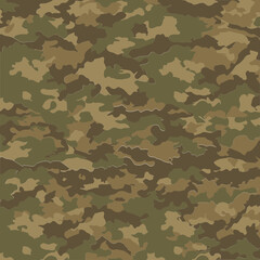 Fototapeta premium Abstract camouflage pattern design in various shades of brown and green. Uniform pattern design suitable for military or outdoor apparel.