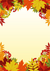 Fall Background with Copy Space Autumn Leaves and Berries Frame for Seasonal Designs - 2