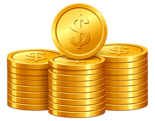 Flat Vector Illustration of Gold Coin Stack with Dollar Symbol, Minimal Modern Style, Isolated
