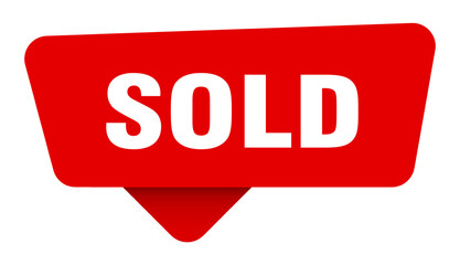 sold red sticker isolated on transpatent background. sold sign
