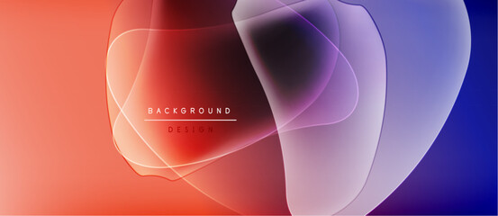 Abstract gradients blend, creating dynamic shapes. Soft colors overlap, forming modern background design. Minimalist aesthetic, smooth transitions present.