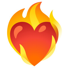 heart with fire flames