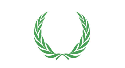 Green laurel wreath on a white background, symbol of victory and honor.