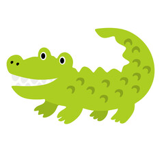 Happy Green Alligator Graphic Character Illustration