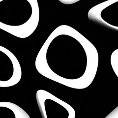 Abstract pattern of layered, irregular white shapes on a black background creates a striking visual effect.
