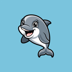 Fototapeta premium A cute dolphin vector design on blue background