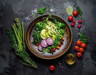 アボカドと新鮮野菜のヘルシーなサラダ