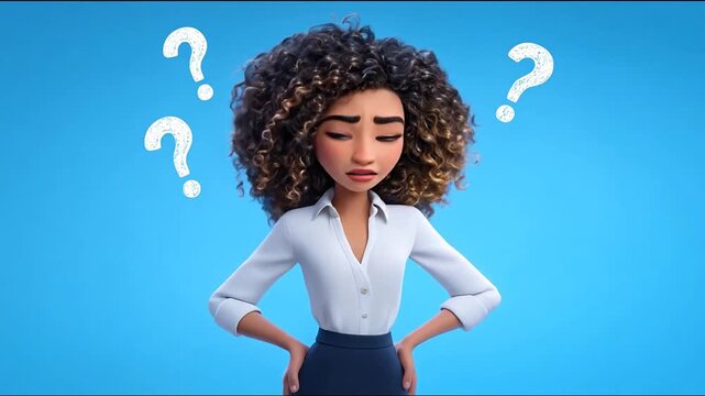 Animated woman thinking