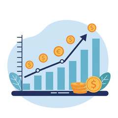 Flat Design Investment Growth Icon for Apps