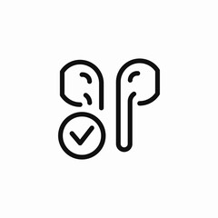 approved earbuds check icon sign vector