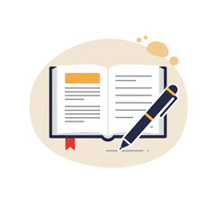 Open Book Education App Icon Flat Design