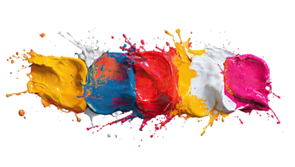 Vibrant paint splashes in CMYK colors