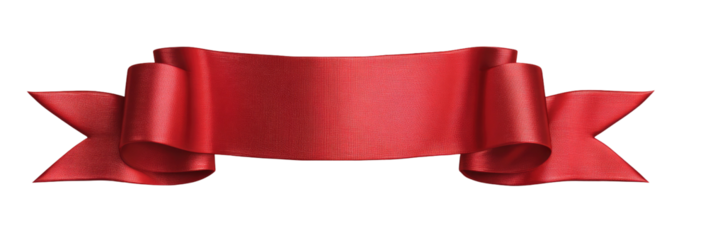 Red ribbon graphic on black background.  Glossy, 3D effect