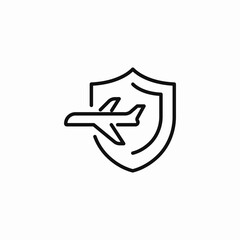 shield with plane icon sign vector